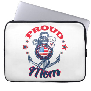 Personaliseer Dog Label Trots U.S. Coast Guard Mam Laptop Sleeve