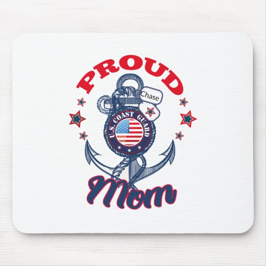 Personaliseer Dog Label Trots U.S. Coast Guard Mam Muismat (Voorkant)