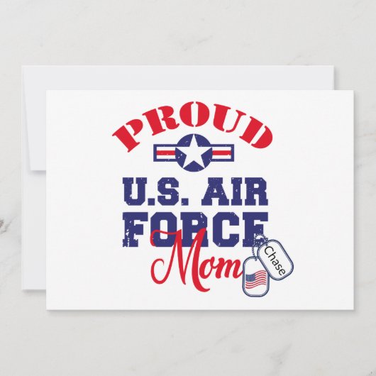 Personaliseer Dog Label U.S. Luchtmacht Moeder Feestdagenkaart (Voorkant)