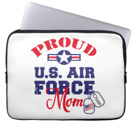 Personaliseer Dog Label U.S. Luchtmacht Moeder Laptop Sleeve