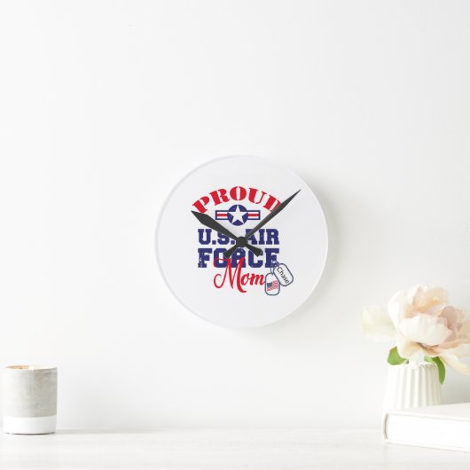 Personaliseer Dog Label U.S. Luchtmacht Moeder Ronde Klok (Huis)