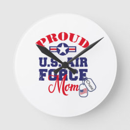 Personaliseer Dog Label U.S. Luchtmacht Moeder Ronde Klok