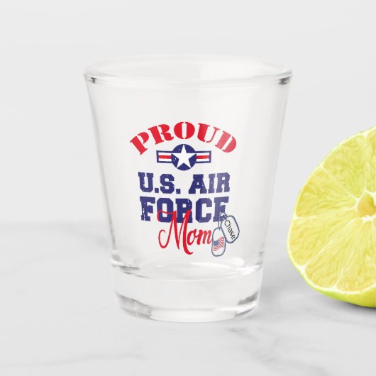 Personaliseer Dog Label U.S. Luchtmacht Moeder Shot Glas (Voorkant)