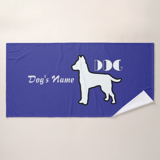 Personaliseer DOG Logo Deep Blue Doggie Badhanddoek (Badhanddoek)