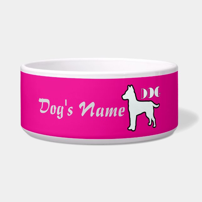 Personaliseer DOG Logo Hot Pink Large Dog Voerbakje (Voorkant)
