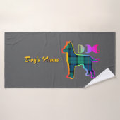 Personaliseer DOG Logo Rainbow DK Grey Plaid Doggi Badhanddoek (Badhanddoek)