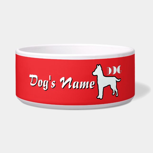 Personaliseer DOG Logo Red Large Dog Voerbakje (Voorkant)