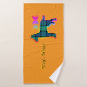 Personaliseer DOG Logo Regenboog Sinaasappel Plaid Badhanddoek (Badhanddoek)