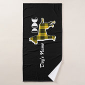 Personaliseer DOG Logo Yellow Plaid Doggie Badhanddoek (Badhanddoek)