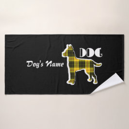 Personaliseer DOG Logo Yellow Plaid Doggie Badhanddoek