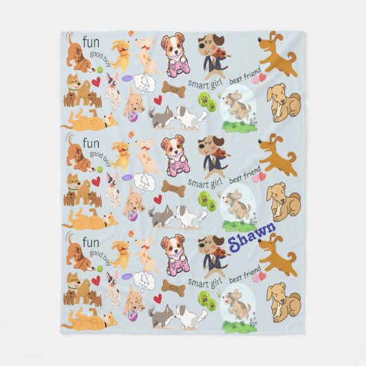 Personaliseer Doggie Love Fleece Deken (Voorkant)