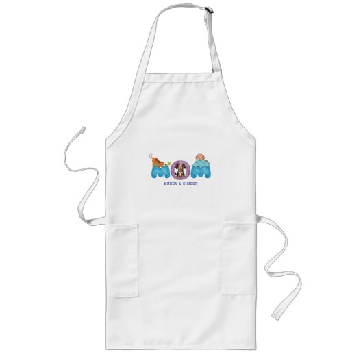 Personaliseer Doggie Mom Lang Schort (Voorkant)