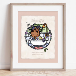Personaliseer! Donkere huid Meisje Bubble Bath Art Poster