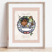 Personaliseer! Donkere huid Meisje Bubble Bath Art Poster