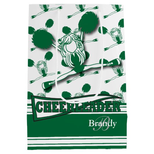 Personaliseer donkergroene cheerleader medium cadeauzakje (Achterkant)