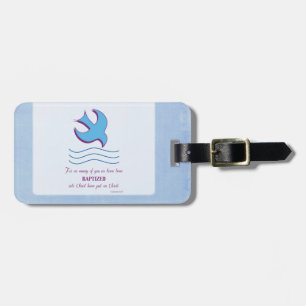 Personaliseer, Doopduif voor Volwassenen op Blauwe Bagagelabel