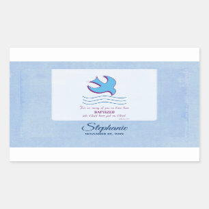 Personaliseer, Doopduif voor Volwassenen op Blauwe Rechthoekige Sticker