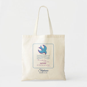 Personaliseer, Doopduif voor Volwassenen op Blauwe Tote Bag