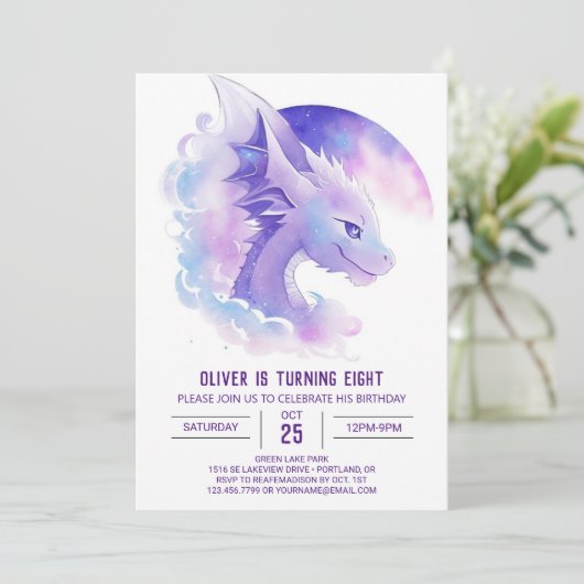 Personaliseer Drakenverjaardag Kaart (Staand voorkant)