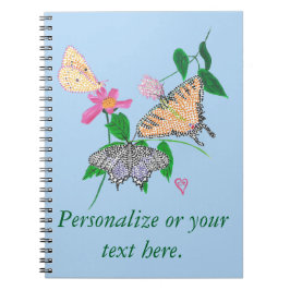 Personaliseer drie Butterflies Pointillism Notitie Notitieboek