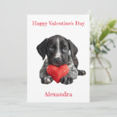 Personaliseer Duitse Pointer Puppy Valentijn Feestdagenkaart (Staand voorkant)
