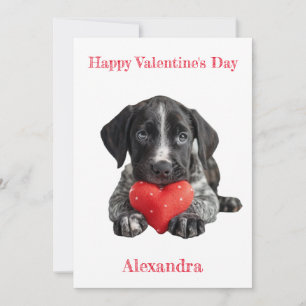 Personaliseer Duitse Pointer Puppy Valentijn Feestdagenkaart
