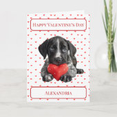 Personaliseer Duitse Pointer Puppy Valentijn Kaart (Voorkant)