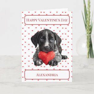 Personaliseer Duitse Pointer Puppy Valentijn Kaart