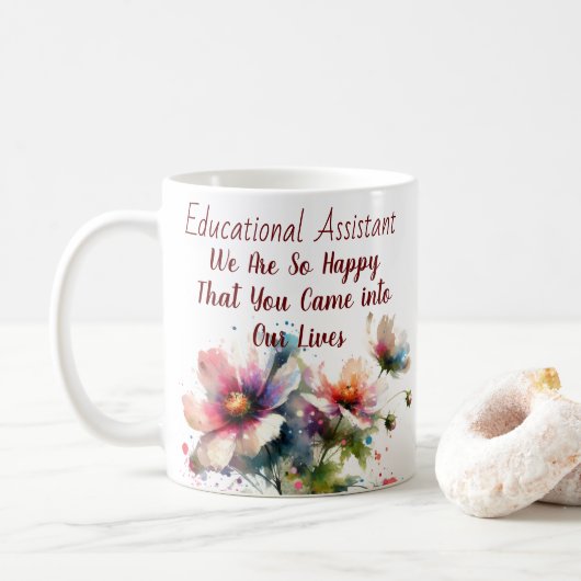 Personaliseer / Educatief Assistent / Moderne bloe Koffiemok (Met donut)