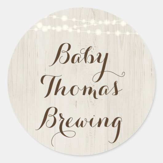 Personaliseer een Baby naam - Rustic Baby shower S Ronde Sticker (Voorkant)
