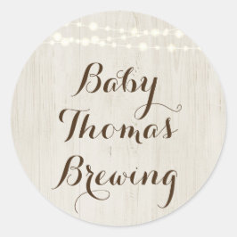 Personaliseer een Baby naam - Rustic Baby shower S Ronde Sticker