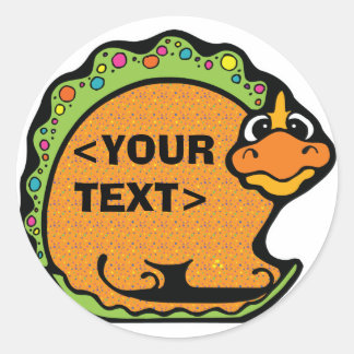Personaliseer een dinosaurus, <YOUR TEXT> Ronde Sticker