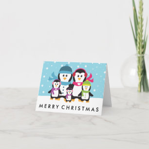 Personaliseer een pinguïn familie kerstvakantie feestdagen kaart