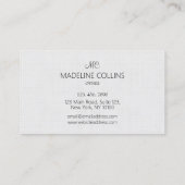 Personaliseer eenvoudige professionele grijze linn visitekaartje (Achterkant)