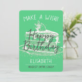 Personaliseer eenvoudige zoete taart Maak een wens Kaart (Staand voorkant)