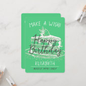 Personaliseer eenvoudige zoete taart Maak een wens Kaart (Voorkant / Achterkant in situ)