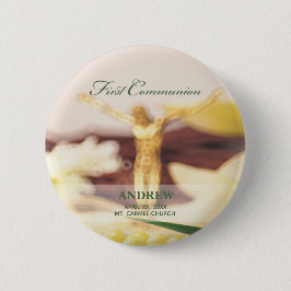 Personaliseer, Eerste Communie Felicitaties Ronde Button 5,7 Cm