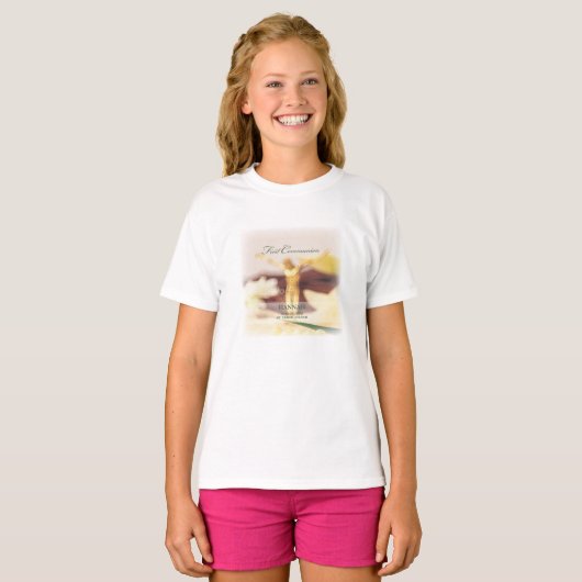 Personaliseer, Eerste Communie Felicitaties T-shirt (Voorkant volledig)
