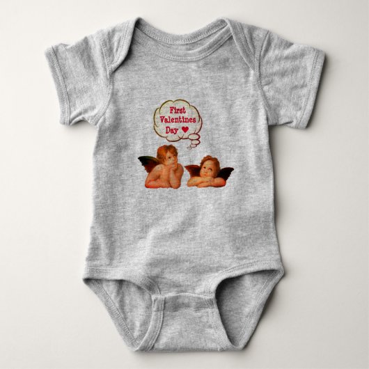Personaliseer EERSTE VALENTIJNSDAG Cherub Angel Romper (Voorkant)