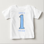 Personaliseer Eerste Verjaardag Baby Son Funny<br><div class="desc">Personaliseer deze grappige eerste verjaardag jongen tshirt perfect voor een nieuwe baby zoon of kleinzoon vieren zijn 1e verjaardag op de planeet. Schattigee betaalbare custom baby boy creeper gebruikt blauwe tekst om te zeggen "(baby's naam) is 1 Cool Dude" Het cijfer is enorm terwijl de tekst veel kleiner is, dus...</div>