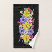 Personaliseer Elegant Black Floral Anemone Hyacint Bad Handdoek (Handdoek)
