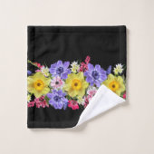 Personaliseer Elegant Black Floral Anemone Hyacint Bad Handdoek (Wasdoekje)