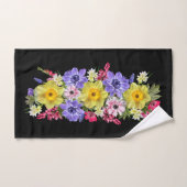 Personaliseer Elegant Black Floral Anemone Hyacint Bad Handdoek (Handdoek)