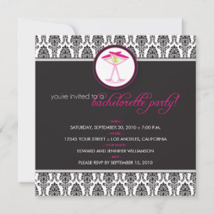 :personaliseer: Elegant Damask Cocktail Party Invi Kaart