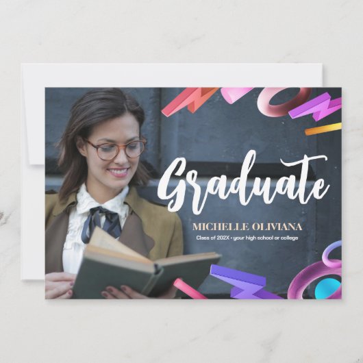 Personaliseer elegant fancy afstuderen aankondigin kaart (Voorkant)