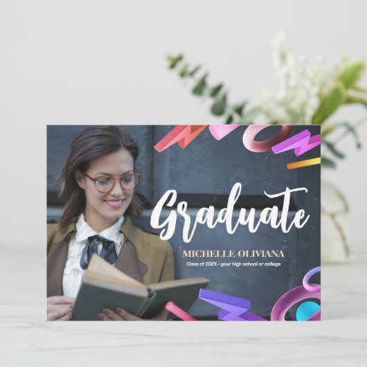 Personaliseer elegant fancy afstuderen aankondigin kaart (Staand voorkant)
