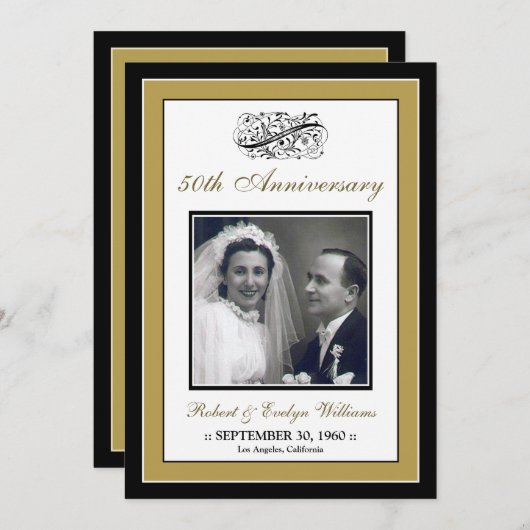 :personaliseer: Elegant Jubileum Party Custom Uitn Kaart (Voorkant / Achterkant)