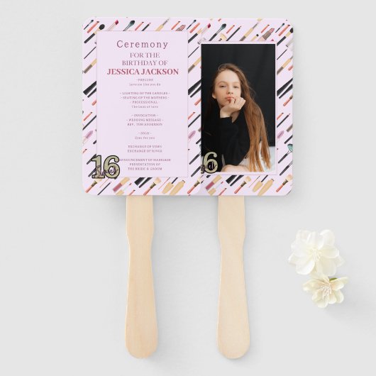 Personaliseer Elegante Glitterende Schoonheid Make Handwaaier (Voorkant en achterkant)