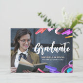 Personaliseer elegante luxe afstudeeraankondiging kaart (Staand voorkant)