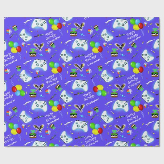 Personaliseer Epic Gamer Birthday Critical Hit! Cadeaupapier (Vlak)